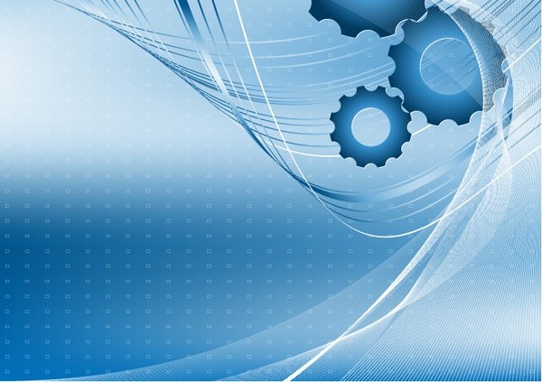 Blue dynamic lines and gear backgrounds art vector