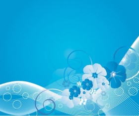 Flowers with dynamic lines blue background vector