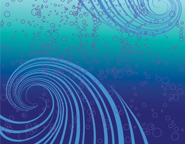 Blue wavy and bubble background vector design