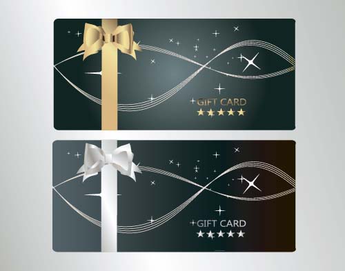 Bow gift card with abstract background vector 01