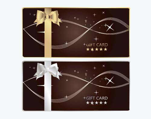 Bow gift card with abstract background vector 02