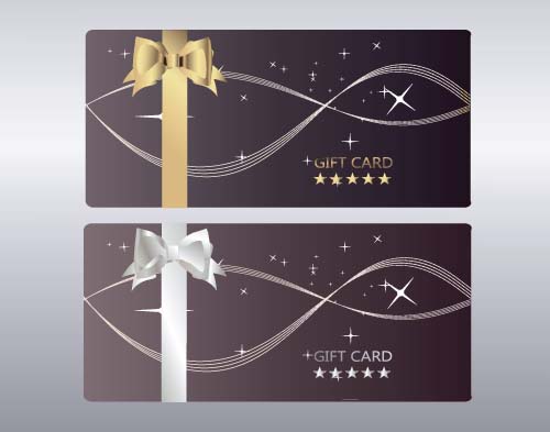 Bow gift card with abstract background vector 04