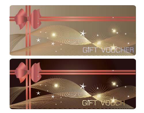 Bow gift card with abstract background vector 05