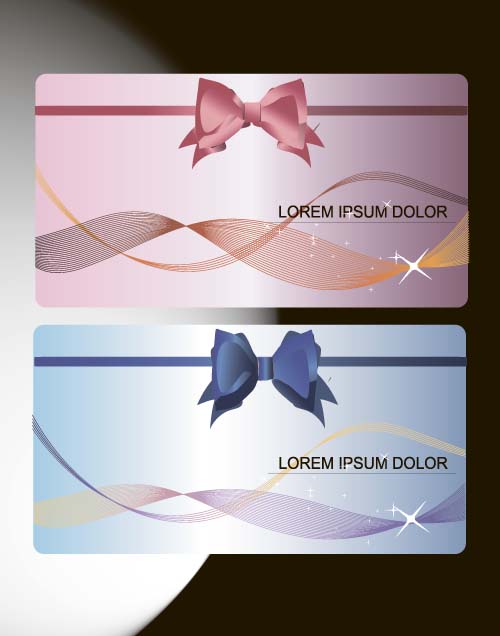 Bow gift card with abstract background vector 06