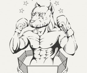 Boxing club labels vintage vector 03