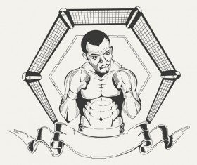 Boxing club labels vintage vector 04