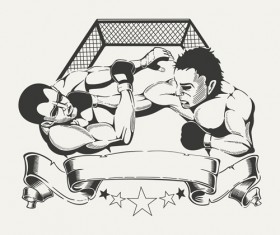 Boxing club labels vintage vector 05