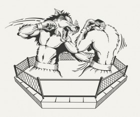 Boxing club labels vintage vector 09