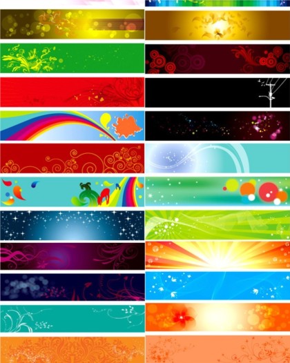 Bright banner colorful vectors set