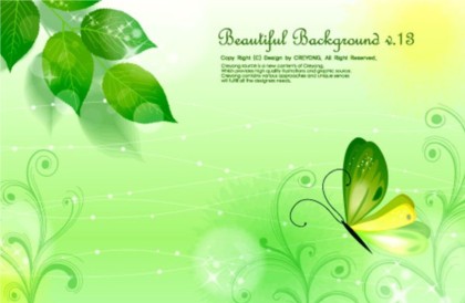 Green leaves and butterfly beautiful background vector