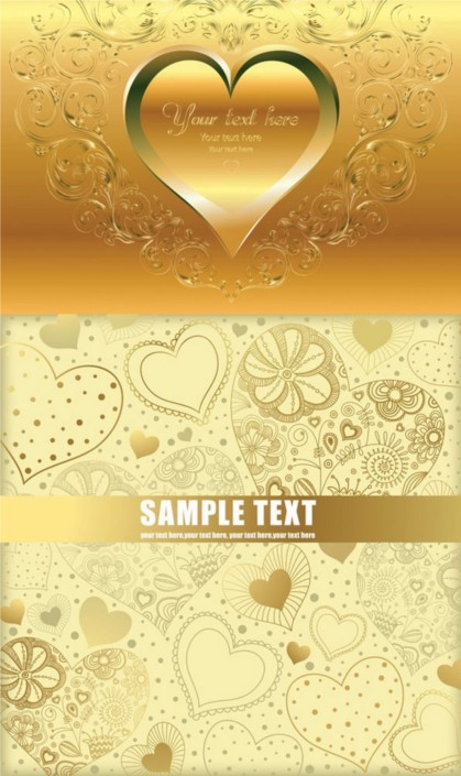 Bright gold heart background vector