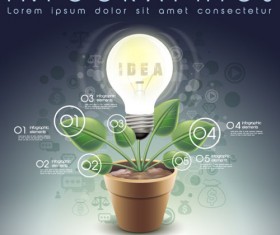 Bulb with planters infographics creative vector
