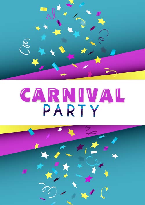 Carnival party poster with confetti vector 01
