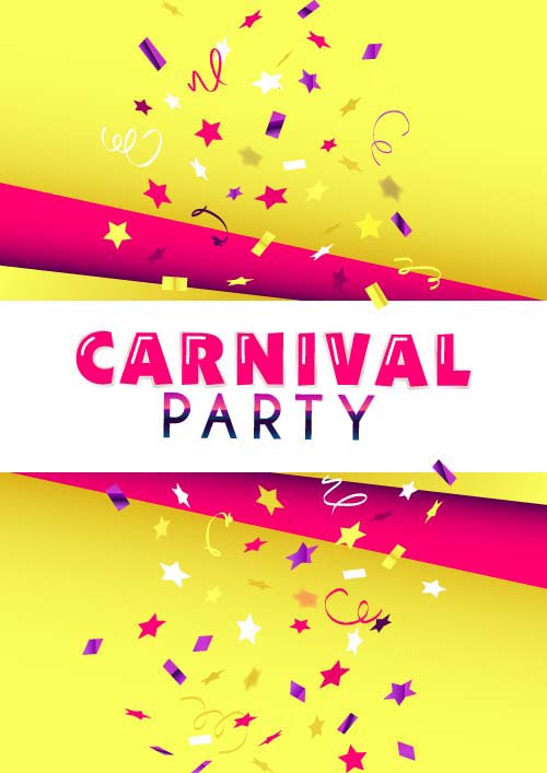 Carnival party poster with confetti vector 02