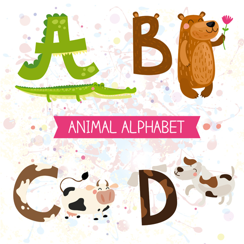 Cartoon animal alphabets deisng vector set 01