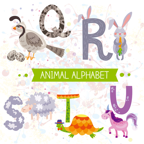 Cartoon animal alphabets deisng vector set 02