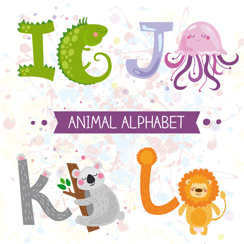 Cartoon animal alphabets deisng vector set 04
