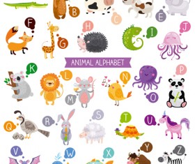 Cartoon animal alphabets deisng vector set 05