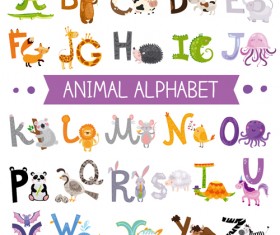 Cartoon animal alphabets deisng vector set 06