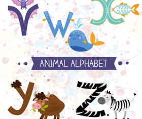 Cartoon animal alphabets deisng vector set 07