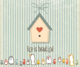 Cartoon animal with retro card vectors 01