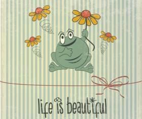 Cartoon animal with retro card vectors 02