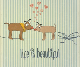 Cartoon animal with retro card vectors 03