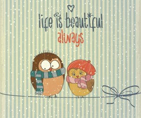 Cartoon animal with retro card vectors 05