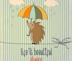 Cartoon animal with retro card vectors 07