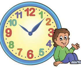Cartoon clock baby design vector 01