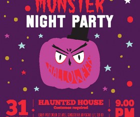 Cartoon halloween night party vectors set 01