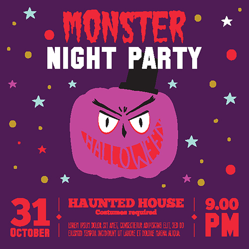 Cartoon halloween night party vectors set 01