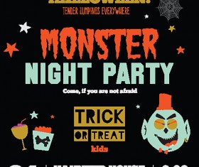 Cartoon halloween night party vectors set 02