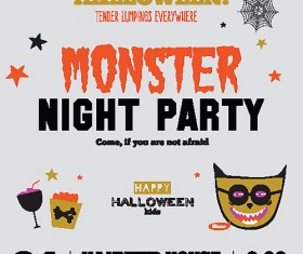 Cartoon halloween night party vectors set 03