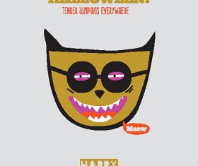 Cartoon halloween night party vectors set 05