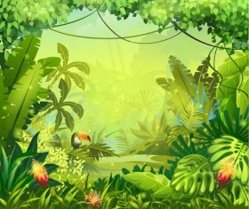 Cartoon nature scenery with animal vectors 06