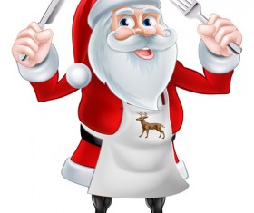 Cartoon santa knife and fork vector 01