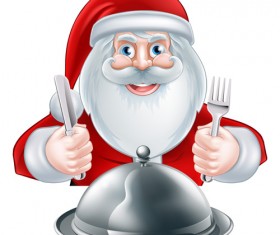 Cartoon santa knife and fork vector 02