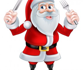 Cartoon santa knife and fork vector 03