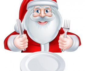 Cartoon santa knife and fork vector 04