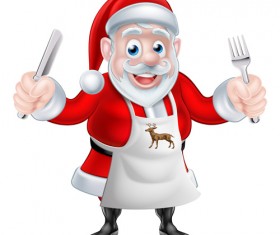 Cartoon santa knife and fork vector 05