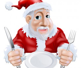 Cartoon santa knife and fork vector 07