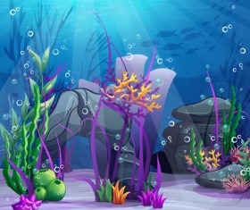 Cartoon underwater world beautiful vector 07