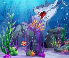 Cartoon underwater world beautiful vector 08