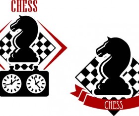 Chess labels red with black style vector 01