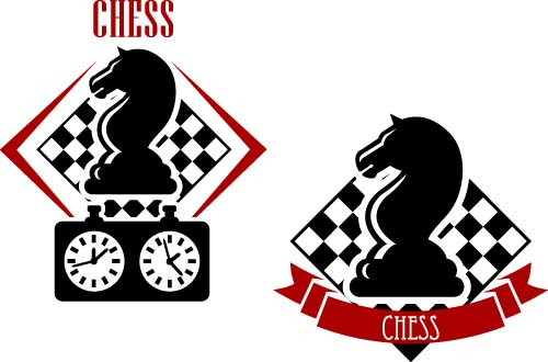 Chess labels red with black style vector 01