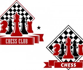 Chess labels red with black style vector 02