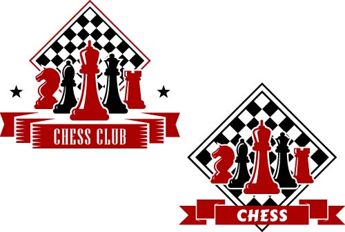 Chess labels red with black style vector 02