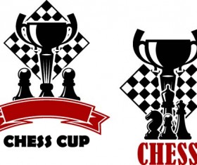 Chess labels red with black style vector 03