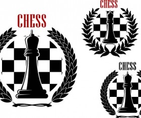 Chess labels red with black style vector 04